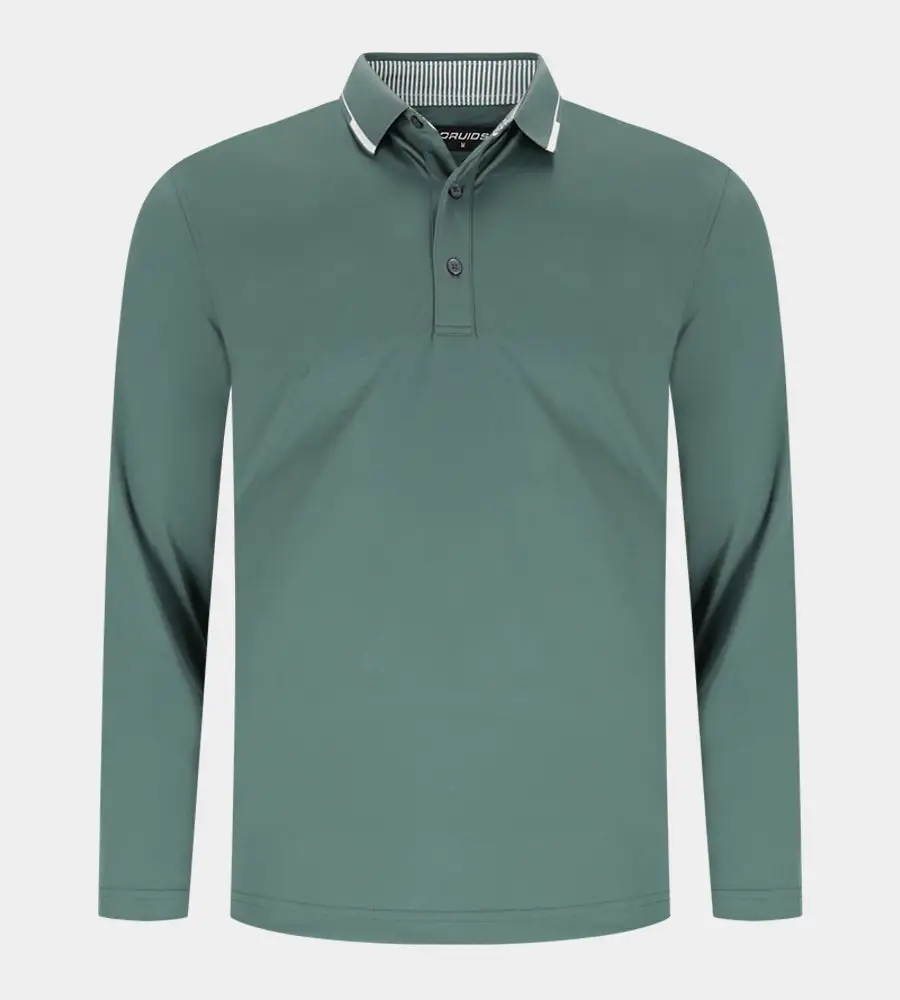 099a24bbdeb3ee095777dfca388de2272539666e LEADER LONG SLEEVE POLO - SAGE/WHITE - Image 1