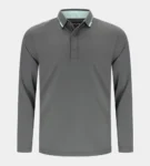 LEADER LONG SLEEVE POLO - CHARCOAL/MINT