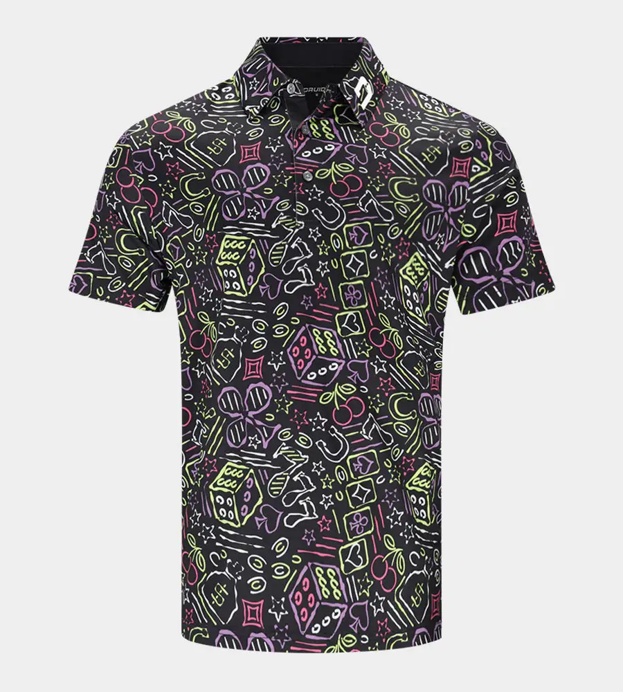 7efcc121e8fc58da3d3c4b1e520e79544bdca28c LUCKY 7 POLO - BLACK - Image 1